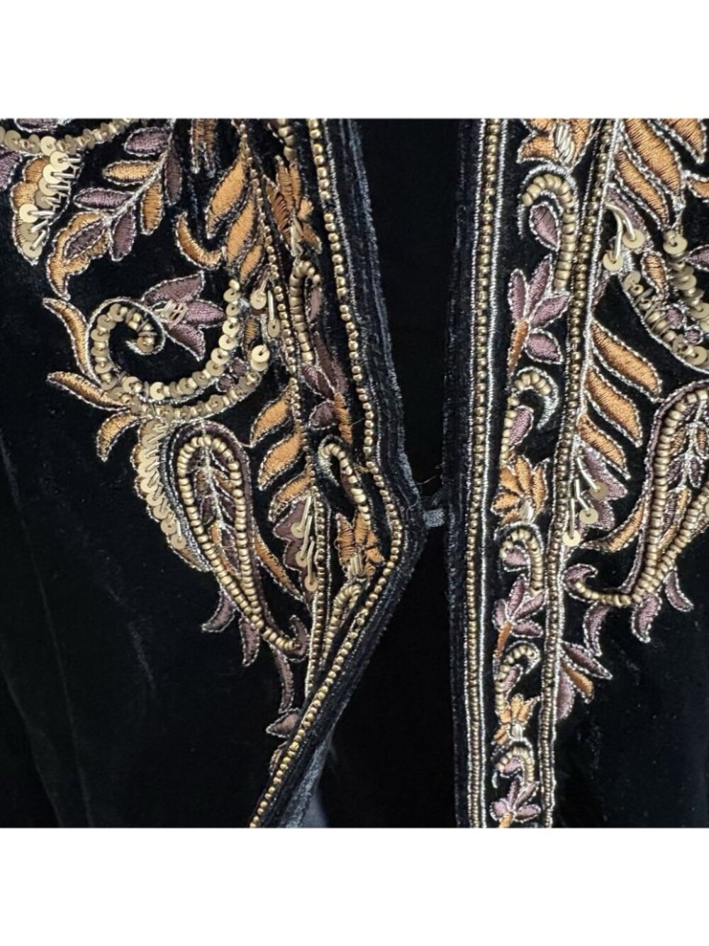 Soft Surroundings Sz L Black Gold Beaded Embroidered Velvet Belcastel Jacket NWT - Picture 8 of 14